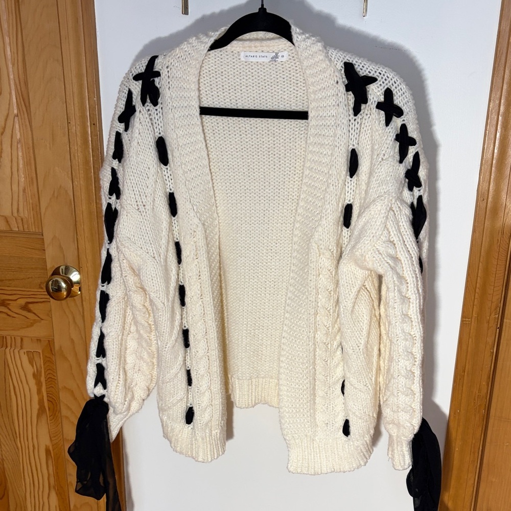 Altr’d State Cream and Black Knit Cardigan